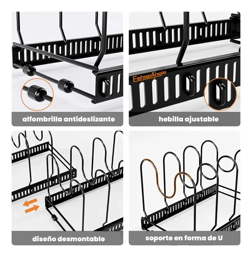 ORGANIZADOR AJUSTABLE PARA SARTENES Y OLLAS CON COMPARTIMENTOS - 4