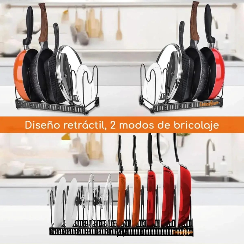 ORGANIZADOR AJUSTABLE PARA SARTENES Y OLLAS CON COMPARTIMENTOS - 5