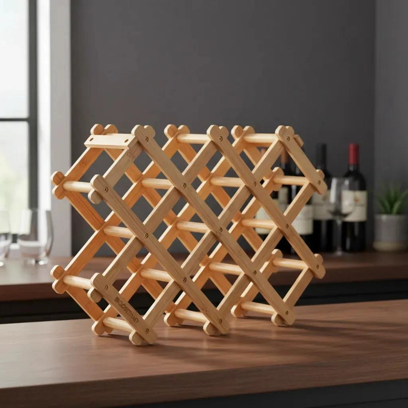 ORGANIZADOR PLEGABLE PARA HASTA 10 BOTELLAS CON DISEÑO EN BAMBOO - 2