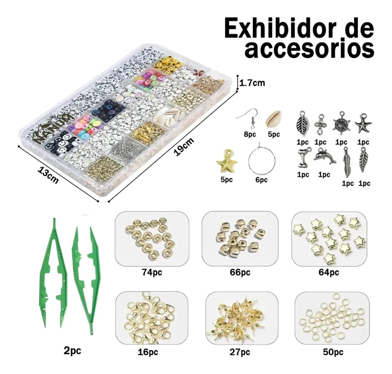 KIT COMPLETO PARA HACER PULSERAS CON CUENTAS Y LETRAS EN 24 COLORES - 2