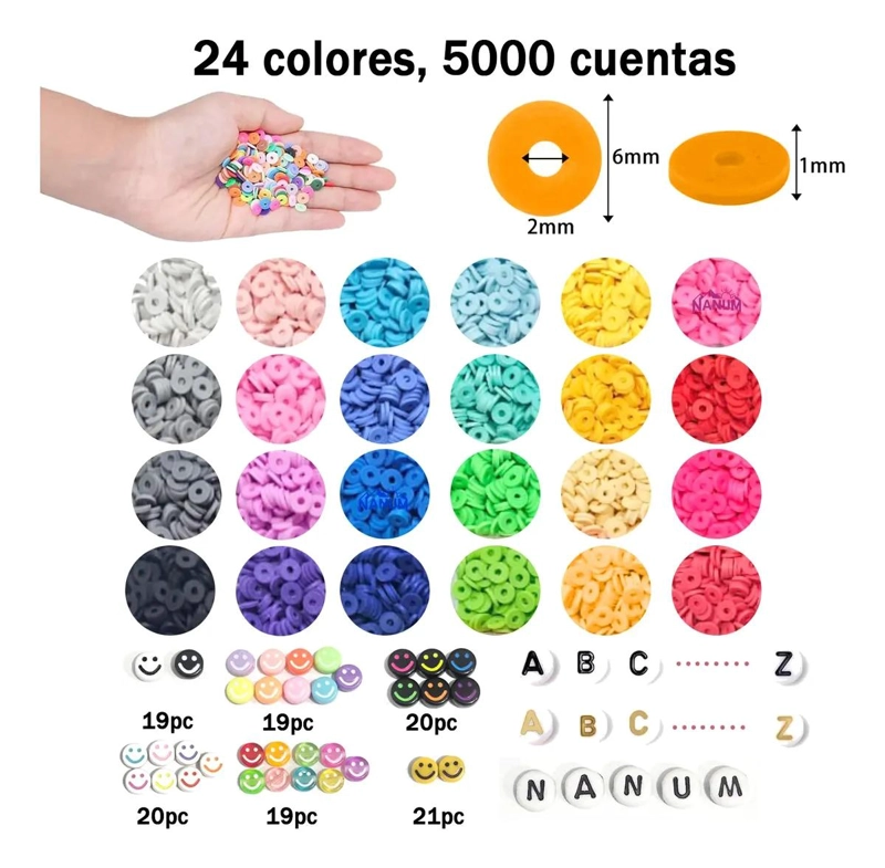 KIT COMPLETO PARA HACER PULSERAS CON CUENTAS Y LETRAS EN 24 COLORES - 3