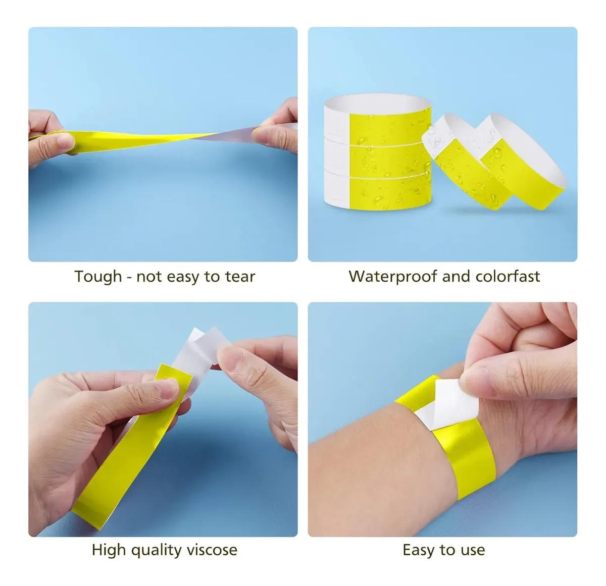 300 PULSERAS DE PAPEL IMPERMEABLE PARA EVENTOS Y FIESTAS - 3