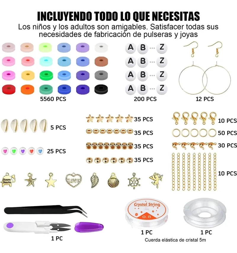 SET DE MOSTACILLAS DE ARCILLA EN 24 COLORES PARA PULSERAS Y COLLARES - 3