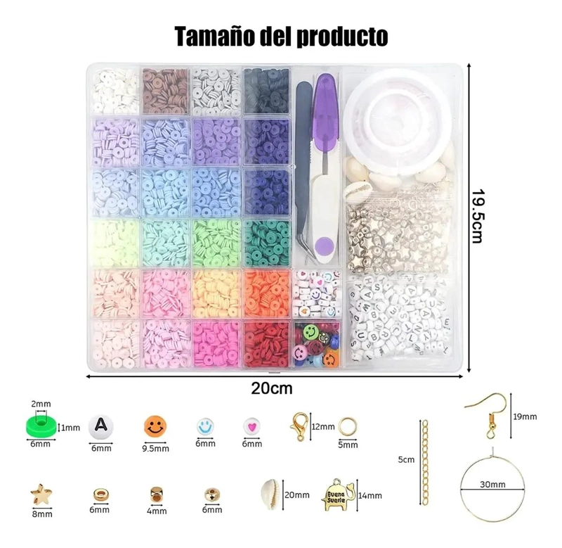 SET DE MOSTACILLAS DE ARCILLA EN 24 COLORES PARA PULSERAS Y COLLARES - 4