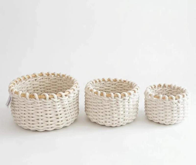 CANASTO ORGANIZADOR TEJIDO NATURAL PARA DECORACION Y ALMACENAJE HOGAR - 1