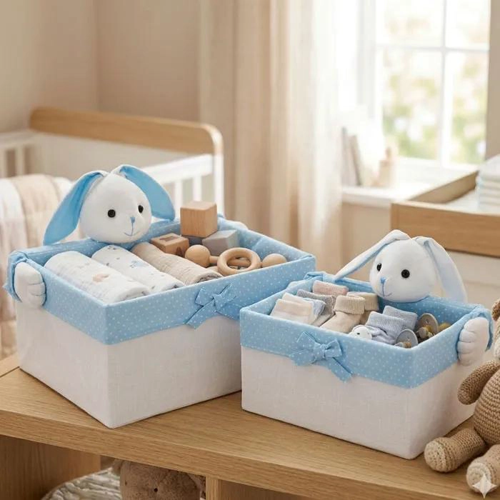 SET DE 2 CANASTOS ORGANIZADORES INFANTILES PARA JUGUETES Y ROPA - 1