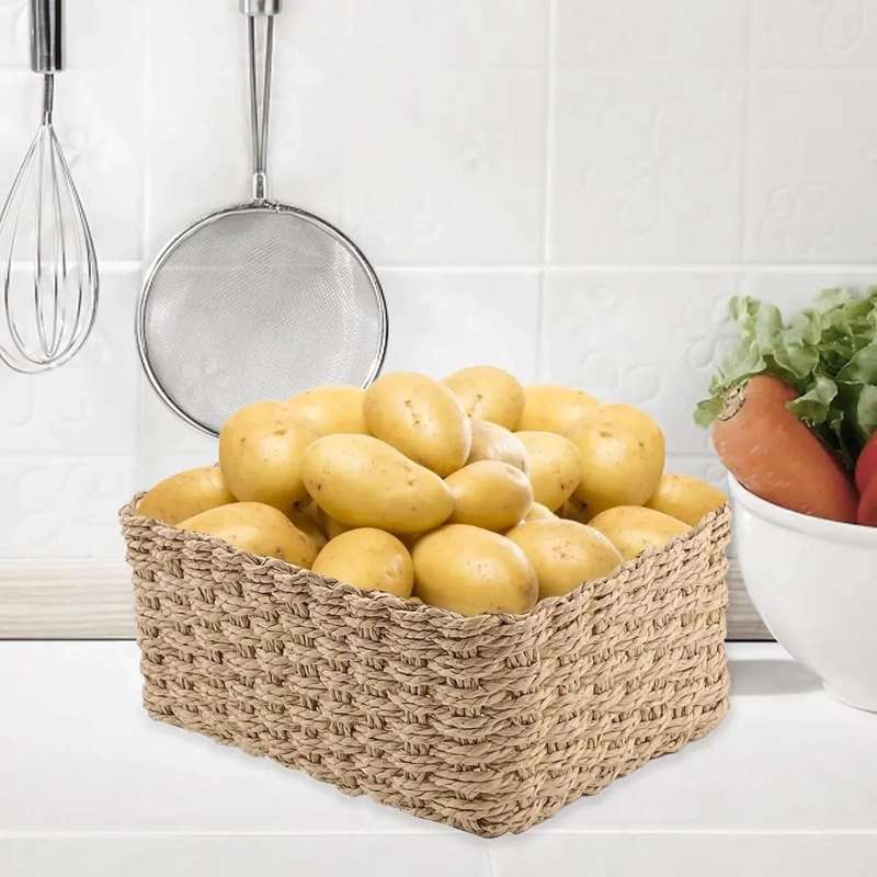 SET DE 4 CESTAS DE ALMACENAMIENTO DE MIMBRE PARA ORGANIZACION Y DECORACION - 2