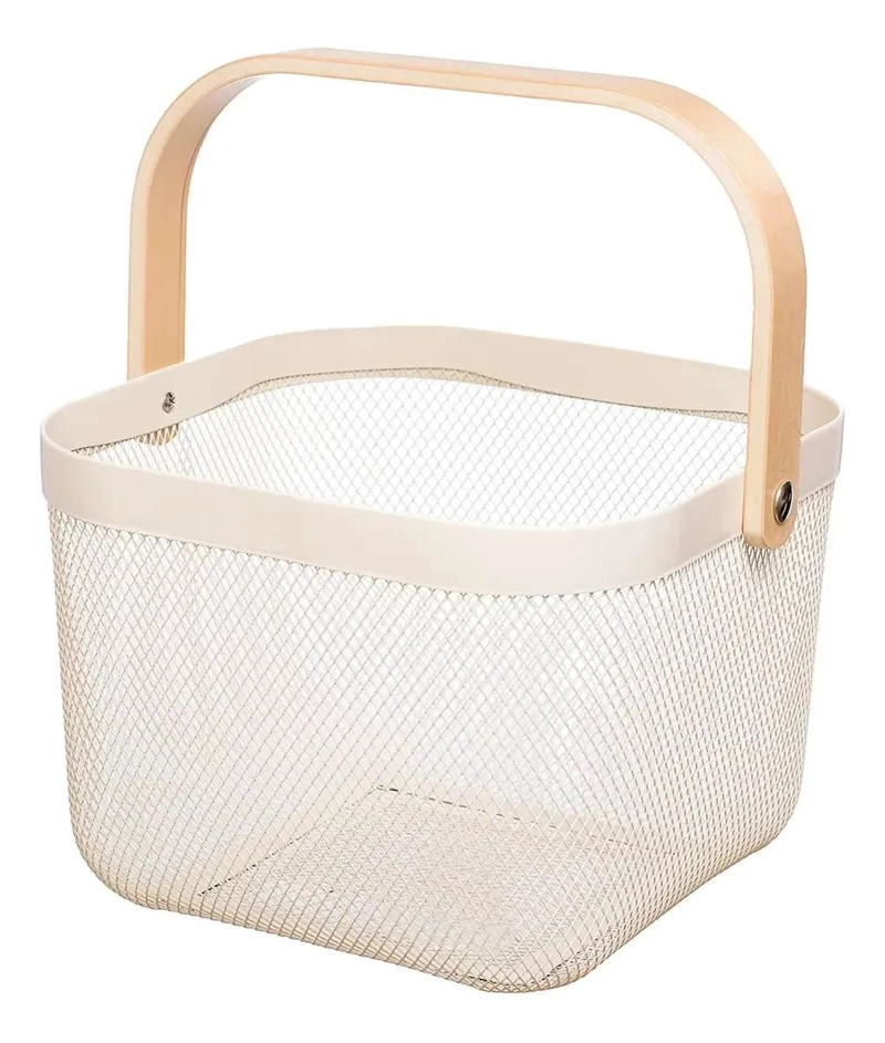 CANASTO METALICO MULTIUSO COLOR BLANCO PARA ORGANIZACION - 1