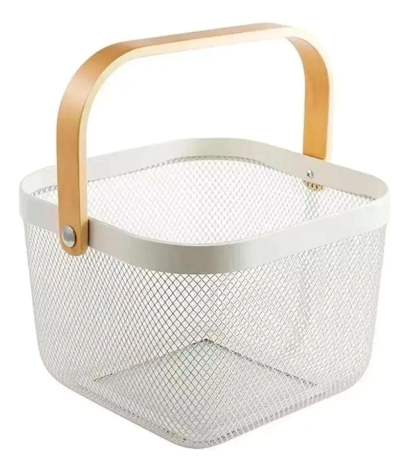 CANASTO METALICO MULTIUSO COLOR BLANCO PARA ORGANIZACION - 2