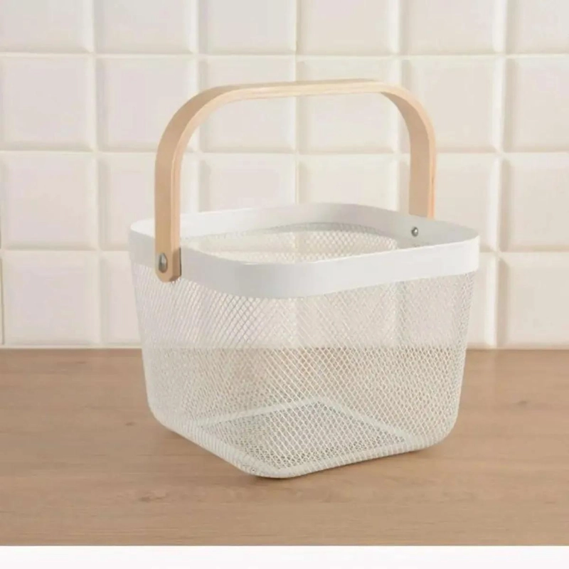 CANASTO METALICO MULTIUSO COLOR BLANCO PARA ORGANIZACION - 3