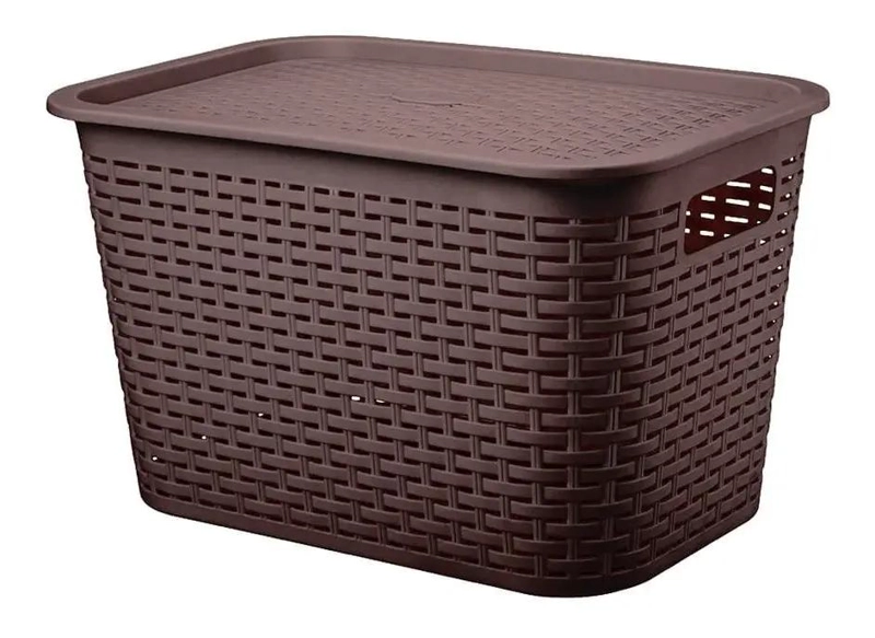 CAJA ORGANIZADORA CON DISEÑO DE RATAN DE 22 LITROS PARA ALMACENAMIENTO - 1