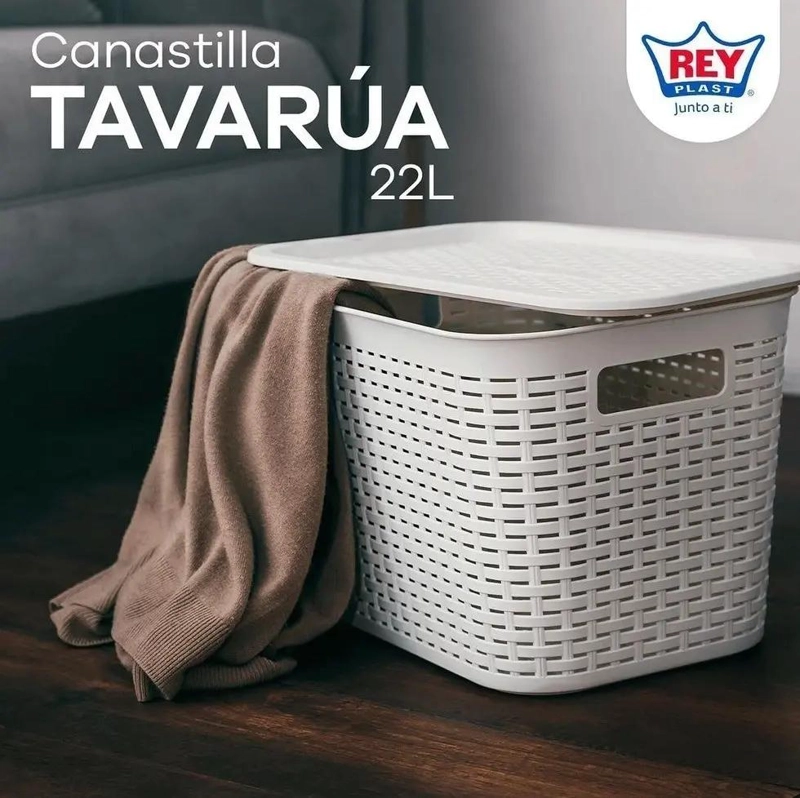 CAJA ORGANIZADORA CON DISEÑO DE RATAN DE 22 LITROS PARA ALMACENAMIENTO - 2