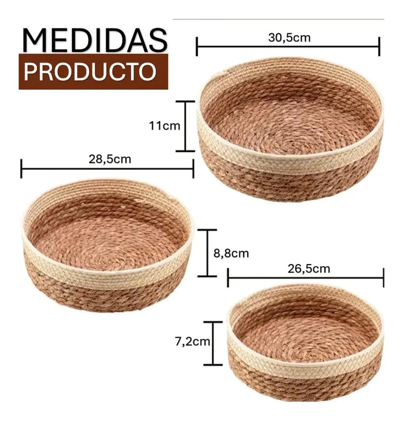 SET DE 3 CESTAS REDONDAS PARA ALMACENAMIENTO Y ORGANIZACION - 4