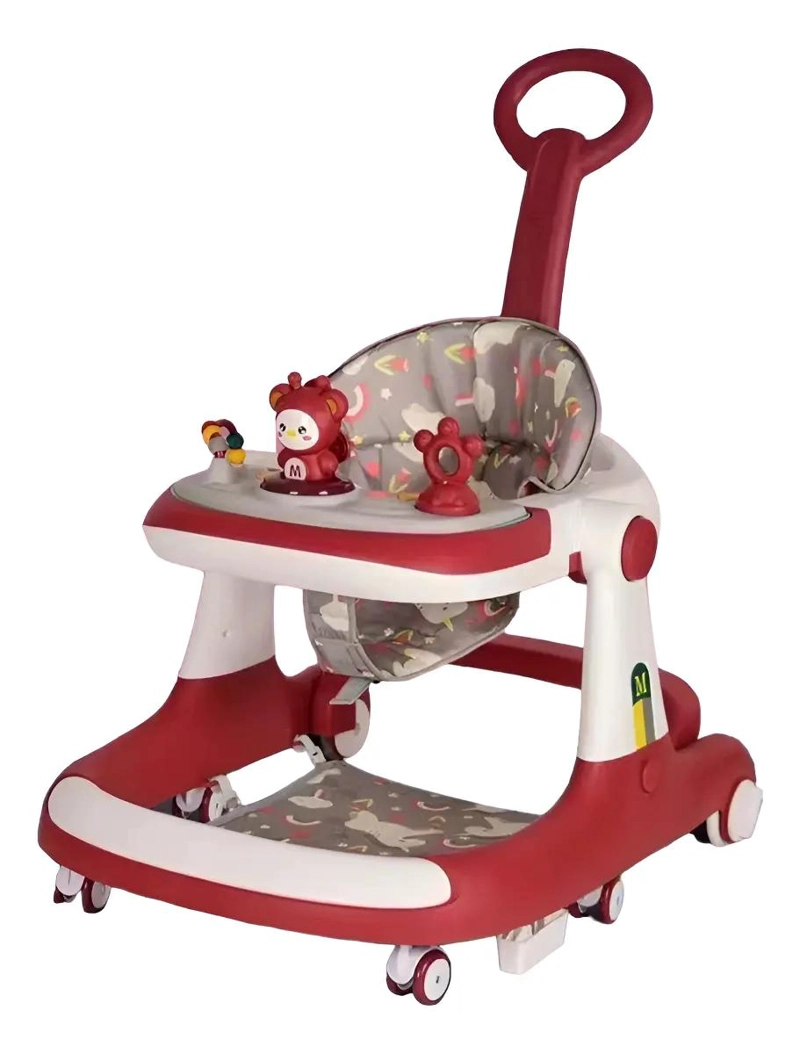 ANDADOR CAMINADOR MULTIFUNCIONAL 5 EN 1 CON APOYA PIES COLOR ROJO - 1
