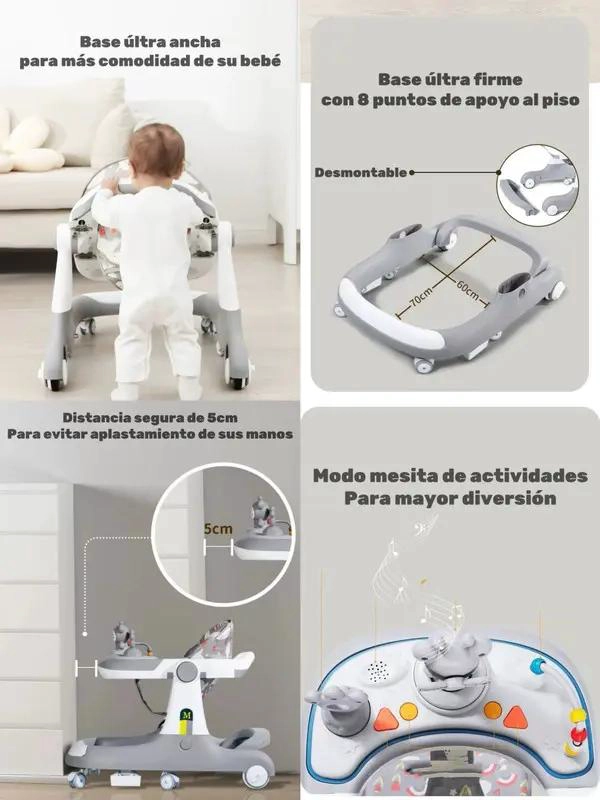 ANDADOR CAMINADOR MULTIFUNCIONAL 5 EN 1 CON APOYA PIES COLOR ROJO - 5