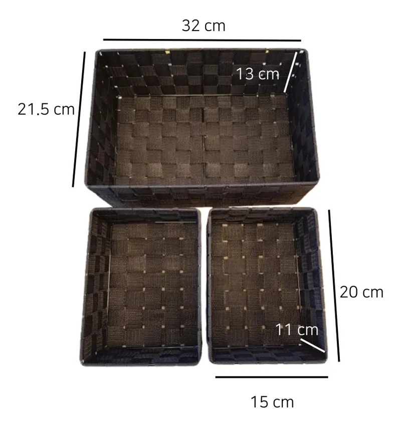 SET DE 3 CANASTOS ORGANIZADORES MULTIUSO PARA ALMACENAMIENTO - 3
