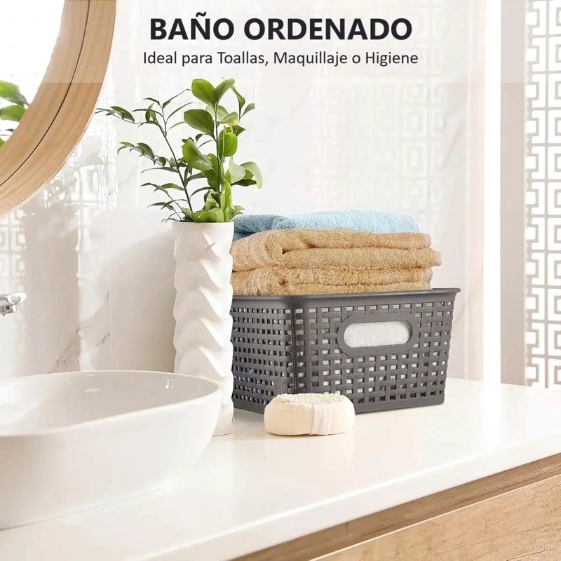 SET DE 3 CAJAS DE ALMACENAMIENTO PARA COCINA Y HOGAR EN RATAN - 4