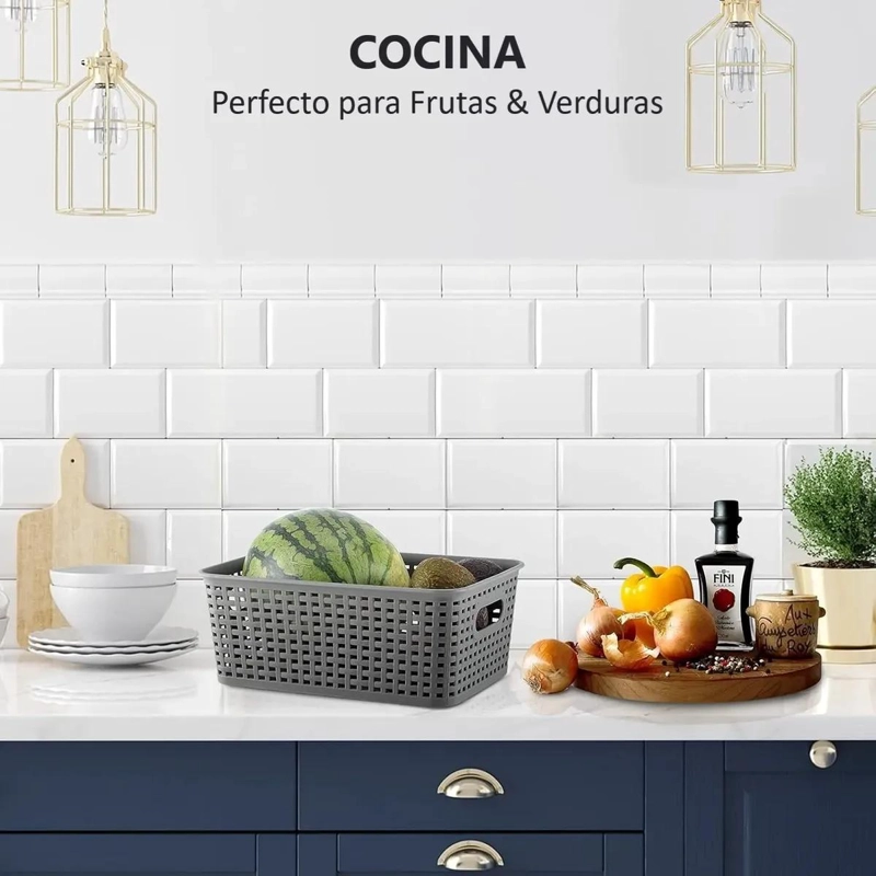 SET DE 3 CAJAS DE ALMACENAMIENTO PARA COCINA Y HOGAR EN RATAN - 5