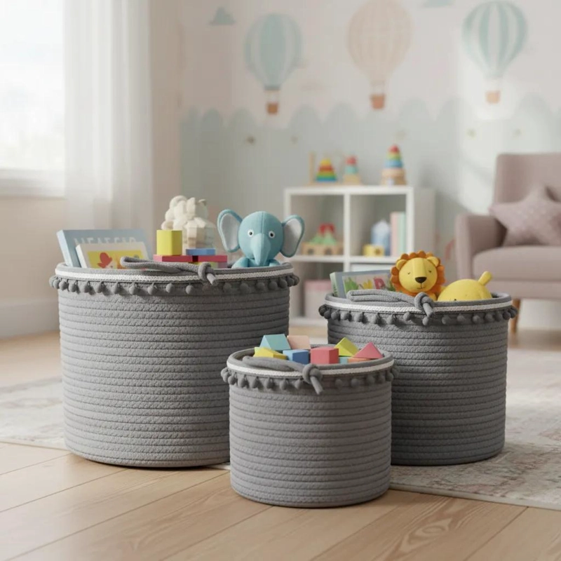 CANASTOS PARA ORGANIZAR JUGUETES EN DORMITORIO INFANTIL CON DISEÑO PRACTICO - 3