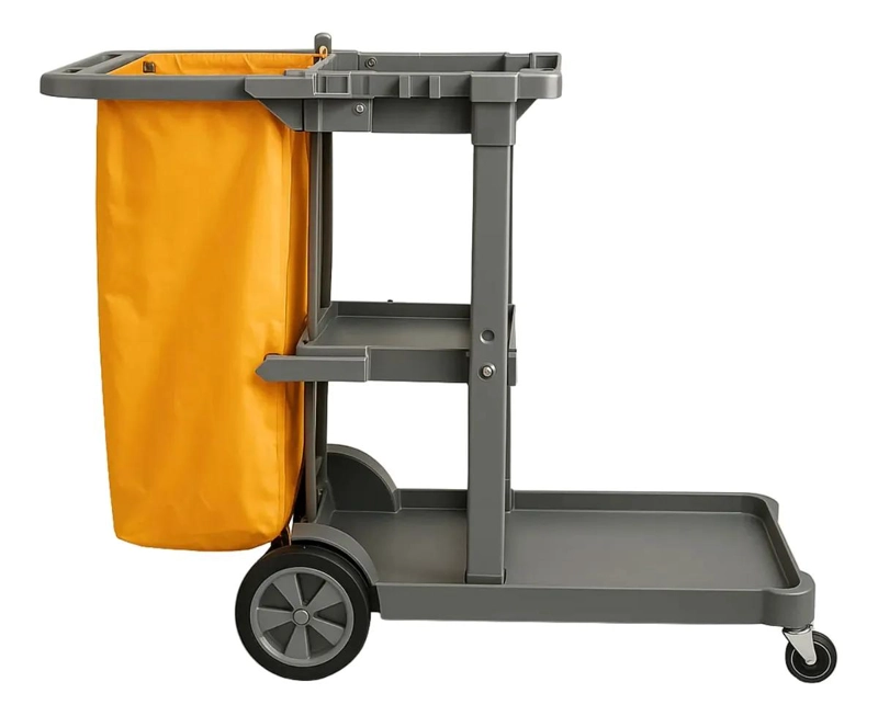 CARRO PARA ASEO Y LIMPIEZA CON BOLSA RECOLECTORA Y PORTA UTILES - 1