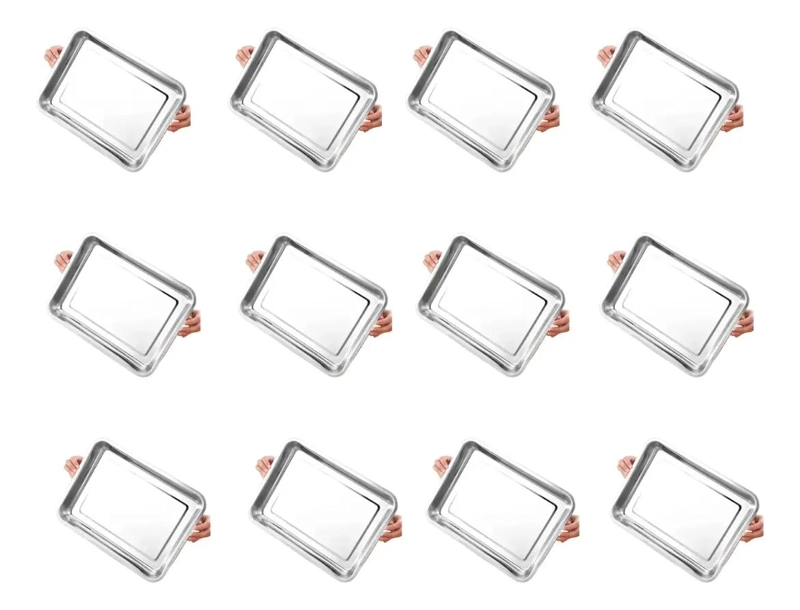 SET DE 12 BANDEJAS PARA HORNO DE ACERO INOXIDABLE 45X35X4,8 CM - 1