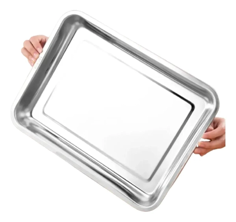 SET DE 12 BANDEJAS PARA HORNO DE ACERO INOXIDABLE 45X35X4,8 CM - 2