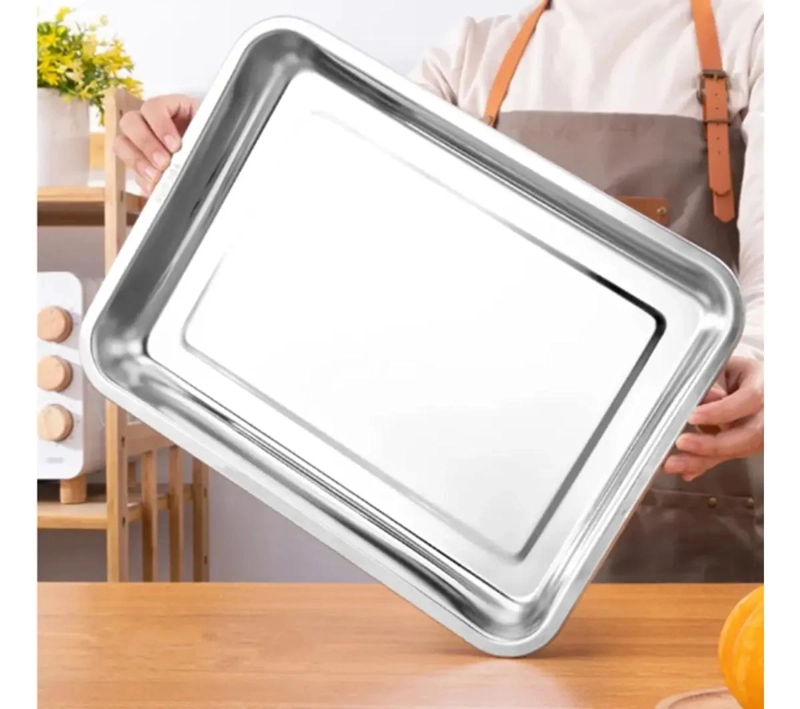 SET DE 12 BANDEJAS PARA HORNO DE ACERO INOXIDABLE 45X35X4,8 CM - 3