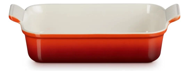 BANDEJA RECTANGULAR DE CERAMICA HERITAGE 26 CM COLOR CEREZA - 1