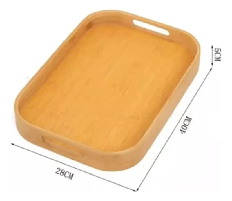 SET DE BANDEJA RECTANGULAR DE BAMBU CON ASAS Y BORDES PARA COCINA - 2