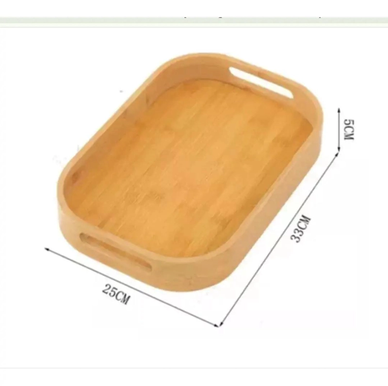 SET DE BANDEJA RECTANGULAR DE BAMBU CON ASAS Y BORDES PARA COCINA - 3