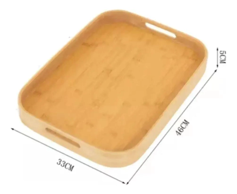 SET DE BANDEJA RECTANGULAR DE BAMBU CON ASAS Y BORDES PARA COCINA - 4
