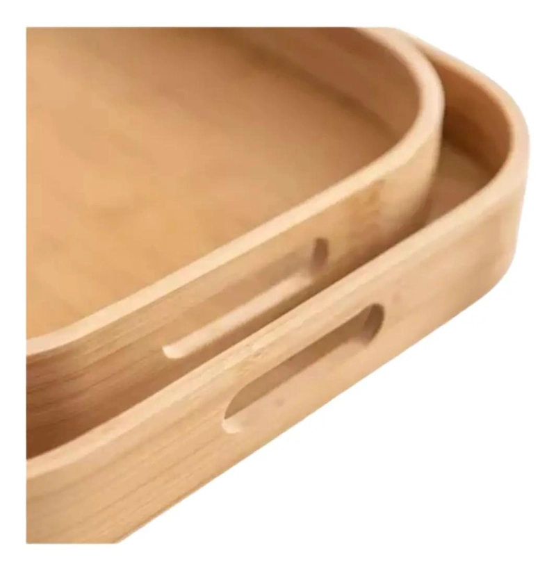 SET DE BANDEJA RECTANGULAR DE BAMBU CON ASAS Y BORDES PARA COCINA - 5