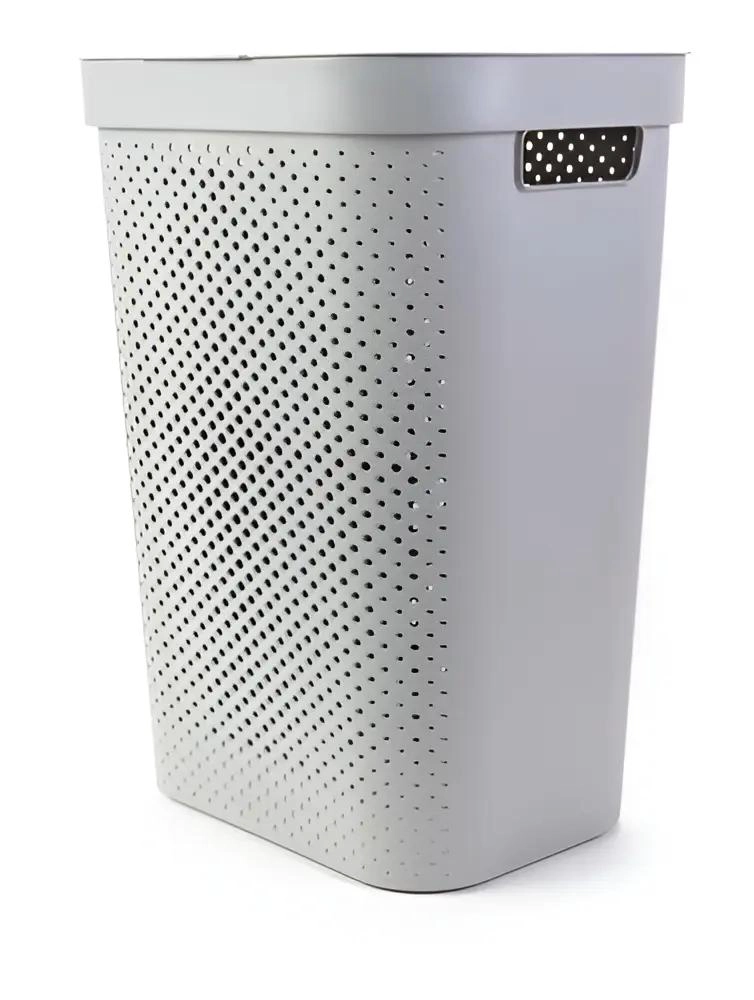 CESTO DE ALMACENAMIENTO CON TAPA COLOR GRIS PARA ORGANIZACION - 1