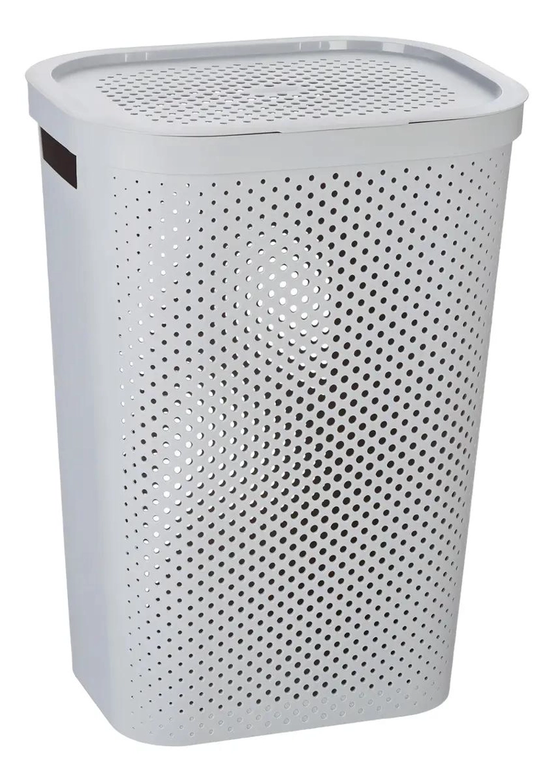 CESTO DE ALMACENAMIENTO CON TAPA COLOR GRIS PARA ORGANIZACION - 2