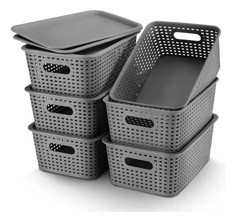 SET DE 6 CAJAS DE ALMACENAMIENTO PARA COCINA Y HOGAR EN RATTAN - 1