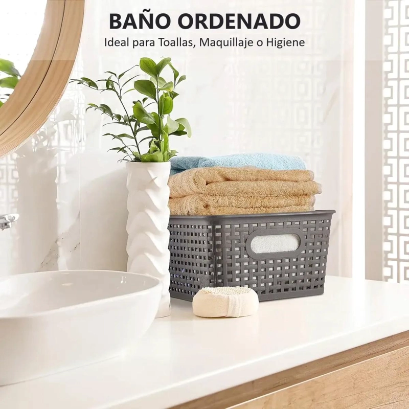 SET DE 6 CAJAS DE ALMACENAMIENTO PARA COCINA Y HOGAR EN RATTAN - 4