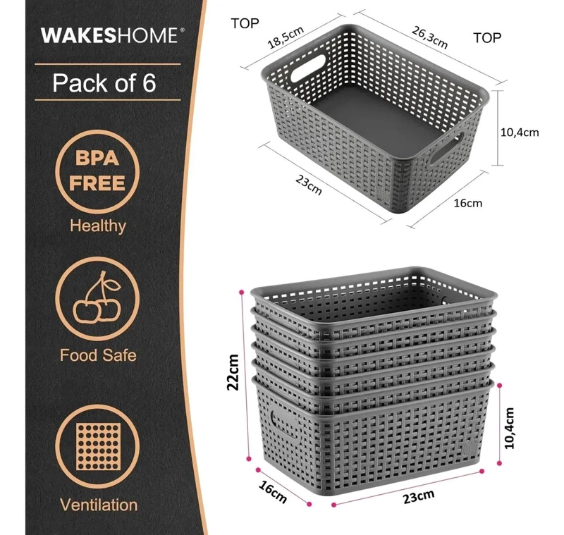 SET DE 6 CAJAS DE ALMACENAMIENTO PARA COCINA Y HOGAR EN RATTAN - 5