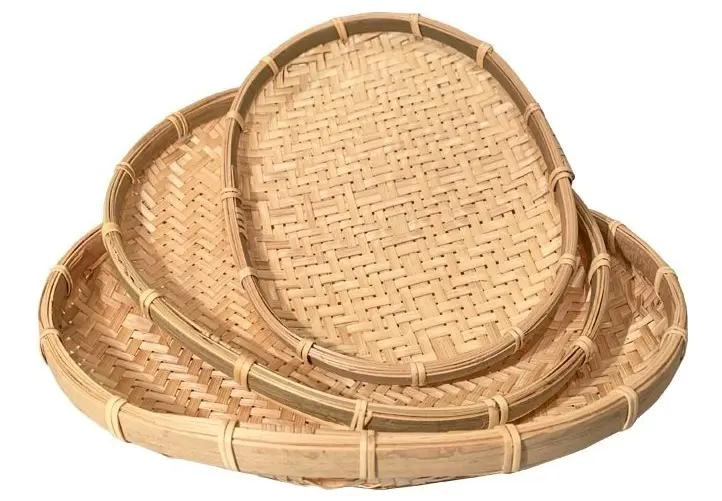SET DE TRES CESTAS DE MIMBRE PARA ALMACENAMIENTO Y DECORACION - 5