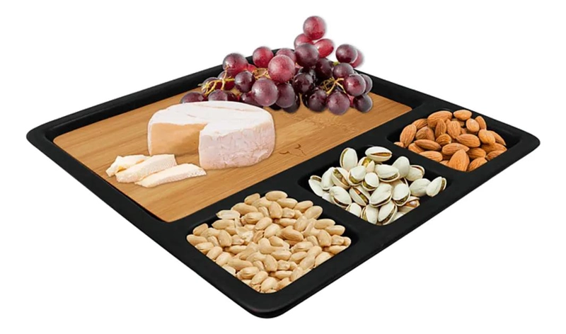 TABLA DE APERITIVO CERAMICA CON BASE DE BAMBU PARA SERVIR - 1