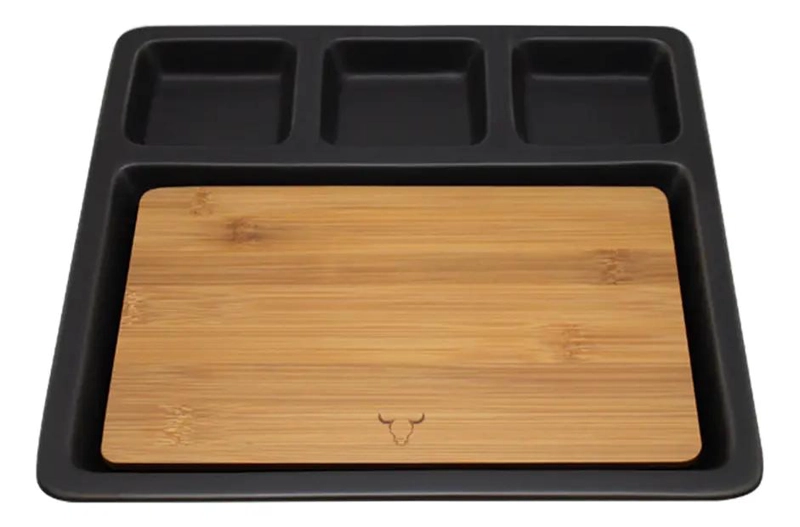 TABLA DE APERITIVO CERAMICA CON BASE DE BAMBU PARA SERVIR - 2