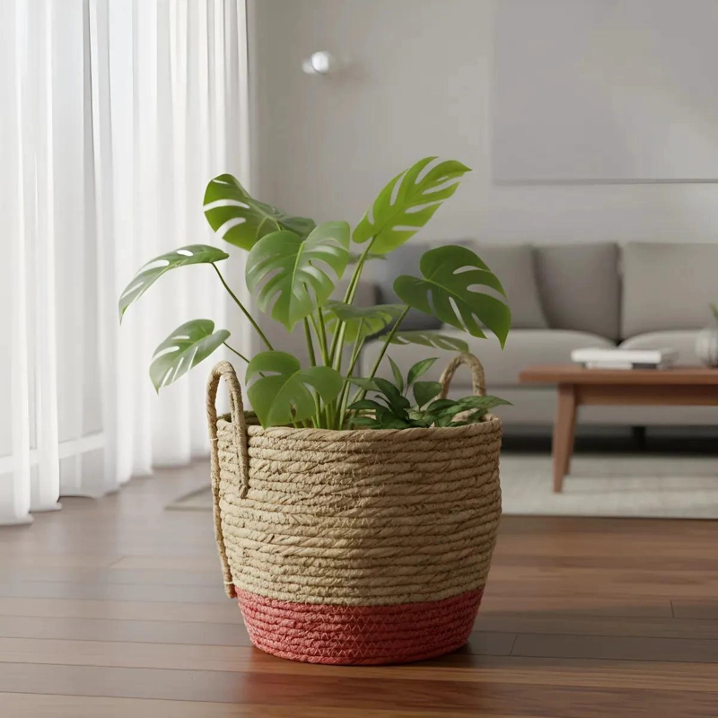 SET DE 3 CANASTOS DE YUTE PARA MACETERO Y ORGANIZACION DE PLANTAS - 3
