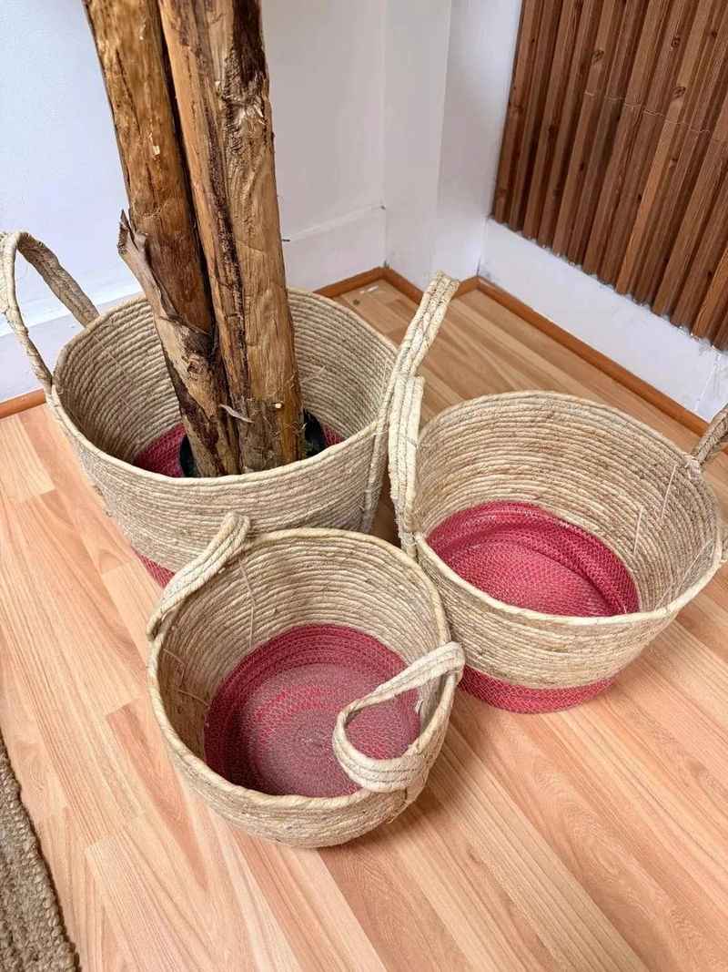 SET DE 3 CANASTOS DE YUTE PARA MACETERO Y ORGANIZACION DE PLANTAS - 5