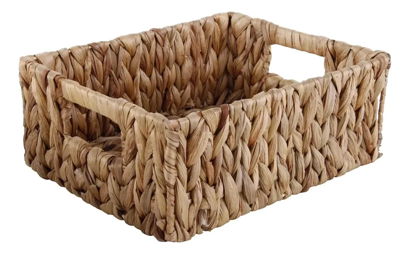 CESTO DECORATIVO DE FIBRA VEGETAL NATURAL 10X20X25 CM PARA ALMACENAMIENTO - 2