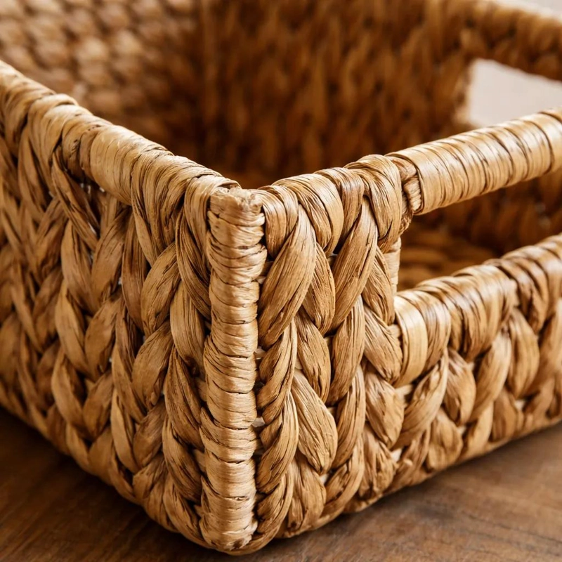 CESTO DECORATIVO DE FIBRA VEGETAL NATURAL 10X20X25 CM PARA ALMACENAMIENTO - 5