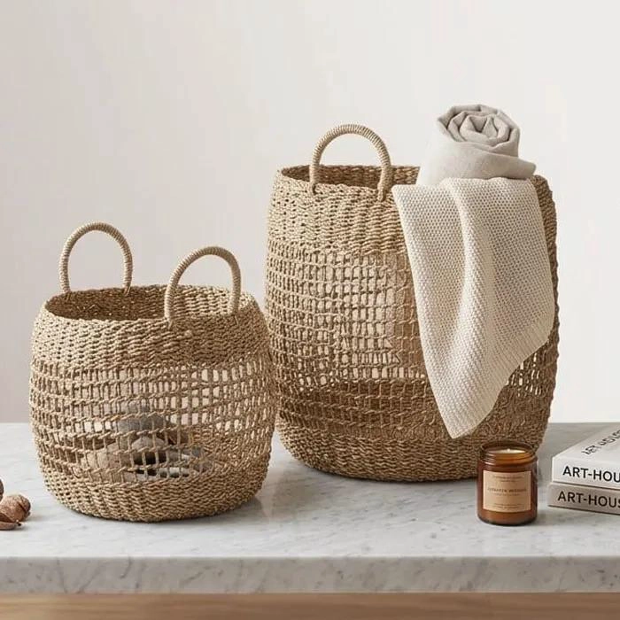 SET DE 2 CANASTOS DECORATIVOS PARA ORGANIZACION Y ALMACENAMIENTO - 1