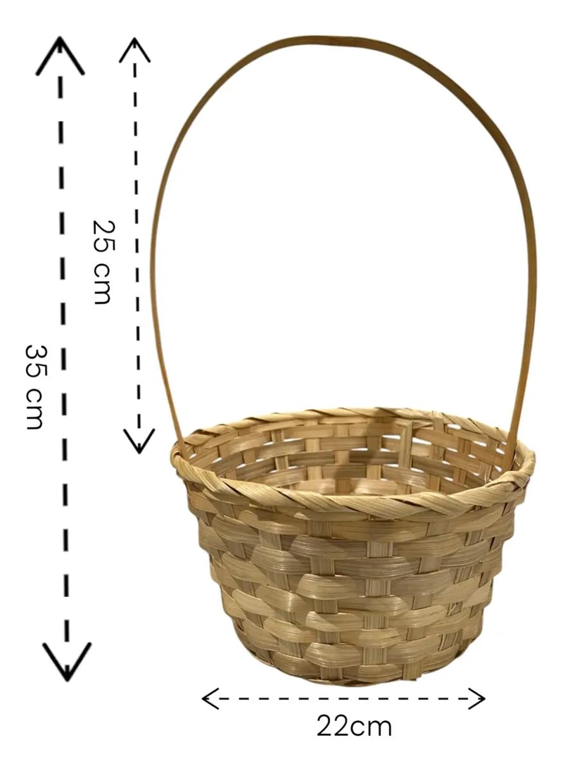 SET DE 6 CANASTOS NATURALES DE BAMBU PARA DECORACION DE PASCUA - 2
