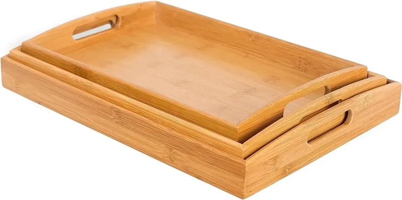 SET DE 3 BANDEJAS DE MADERA PARA DESAYUNO EN CAMA CON DISEÑO PRACTICO - 1
