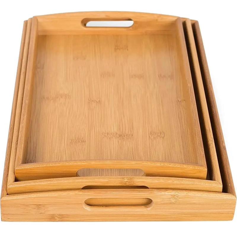 SET DE 3 BANDEJAS DE MADERA PARA DESAYUNO EN CAMA CON DISEÑO PRACTICO - 2