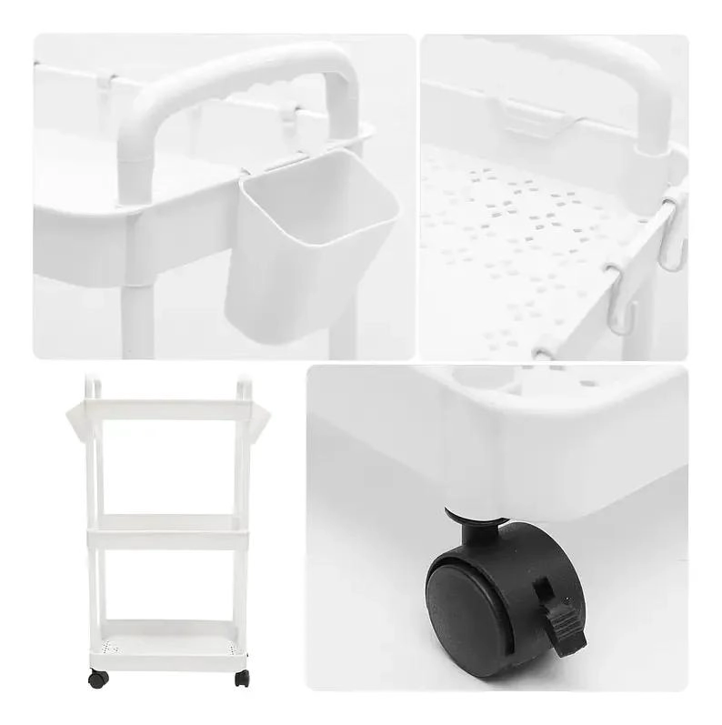 CARRITO ORGANIZADOR MULTIUSO CON RUEDAS Y ASAS DE 3 NIVELES - 2