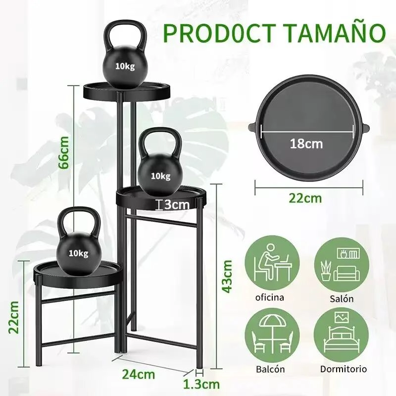 SET ORGANIZADOR METALICO CON 3 PEDESTALES Y PORTA MACETERO DESMONTABLE - 2